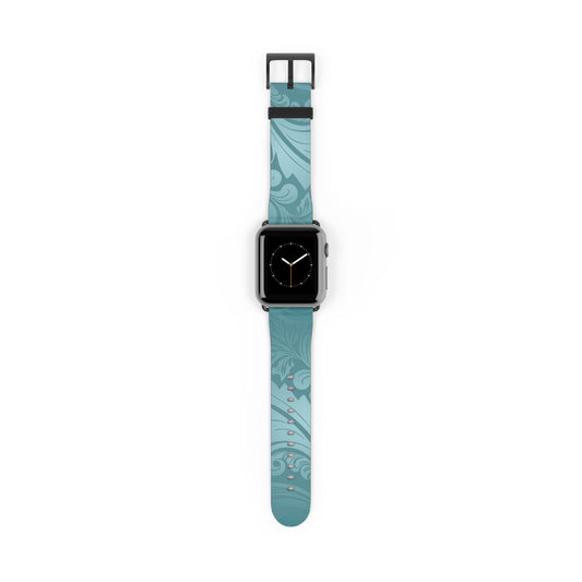 velvet-bloom-aqua-coloured-damask-print-exclusive-apple-watch-band-Dreamy Phoenix