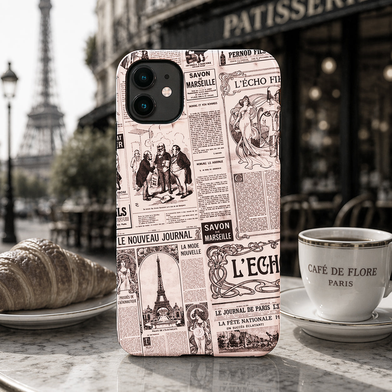 L-Echo-Nouveau-old-french-newspaper-inspired-tough-phone-cover-exclusive-to-Dreamy Phoenix