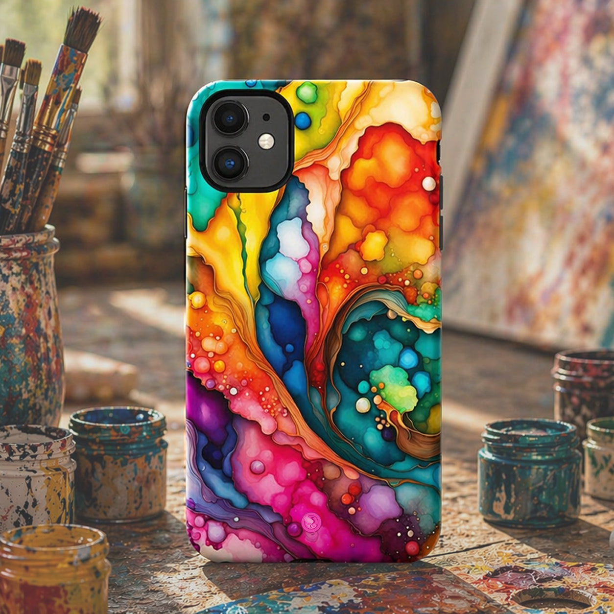 splash-ink-splat-vibrant-abstract-multicolour-rainbow-tough-Phone-Cover-exclusive-to-Dreamy Phoenix