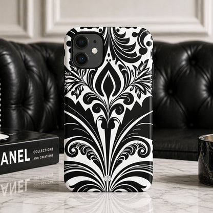 Velvet-Bloom-black-and-white-damask-floral-pattern-tough-Phone-Cover-exclusive-to-Dreamy Phoenix