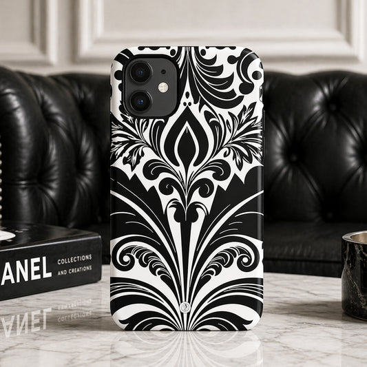 Velvet-Bloom-black-and-white-damask-floral-pattern-tough-Phone-Cover-exclusive-to-Dreamy Phoenix