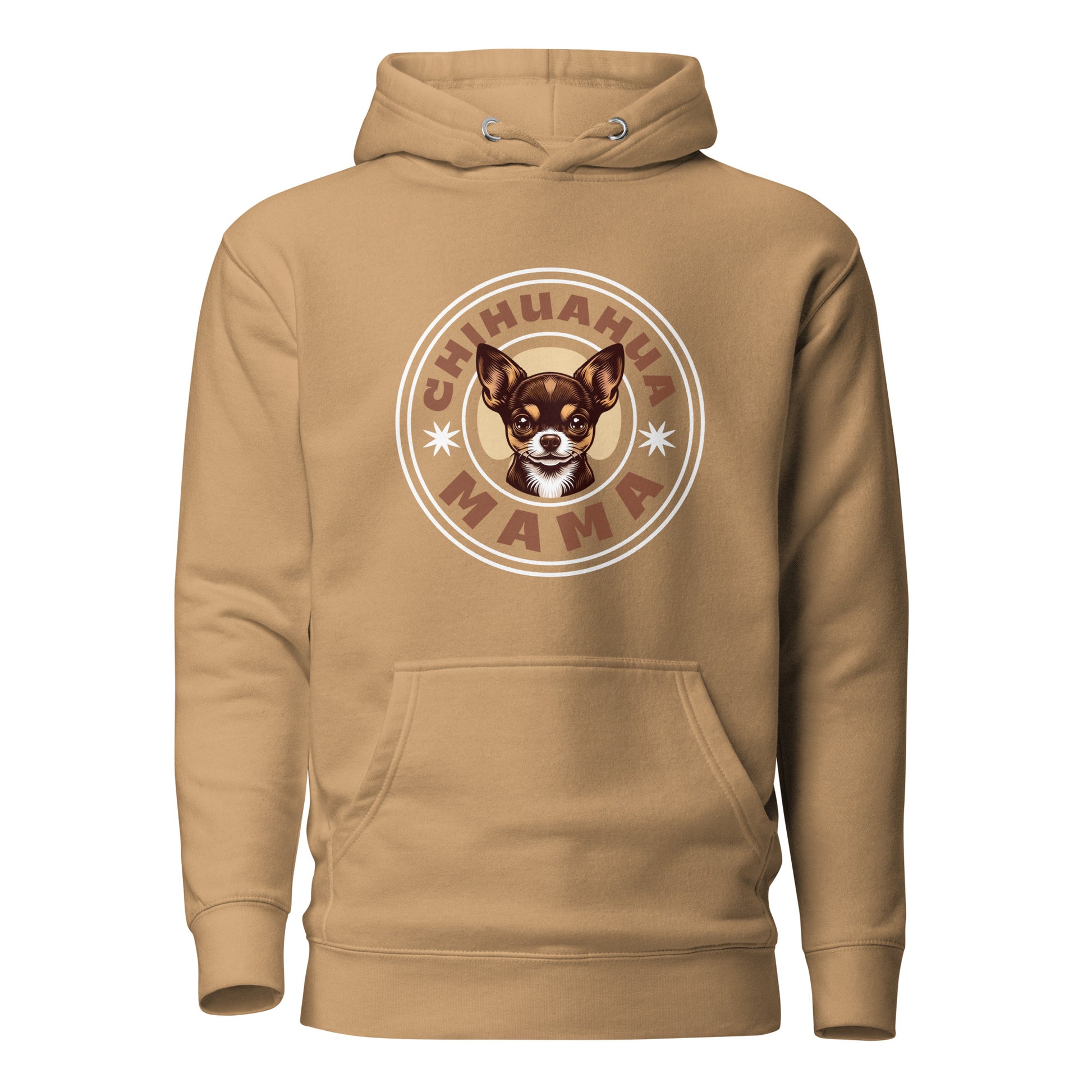 Chihuahua-Mama-unisex-premium-pullover-hoodie-khaki-front-view-Dreamy Phoenix