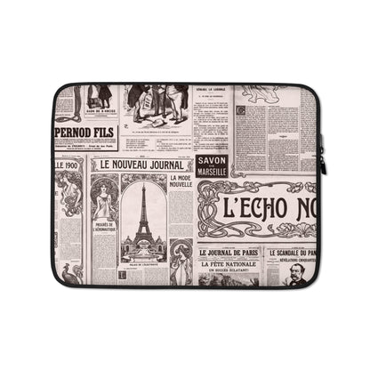L'Echo-Nouveau-old-french-newspaper-inspired-laptop-sleeve-13-front-Dreamy Phoenix