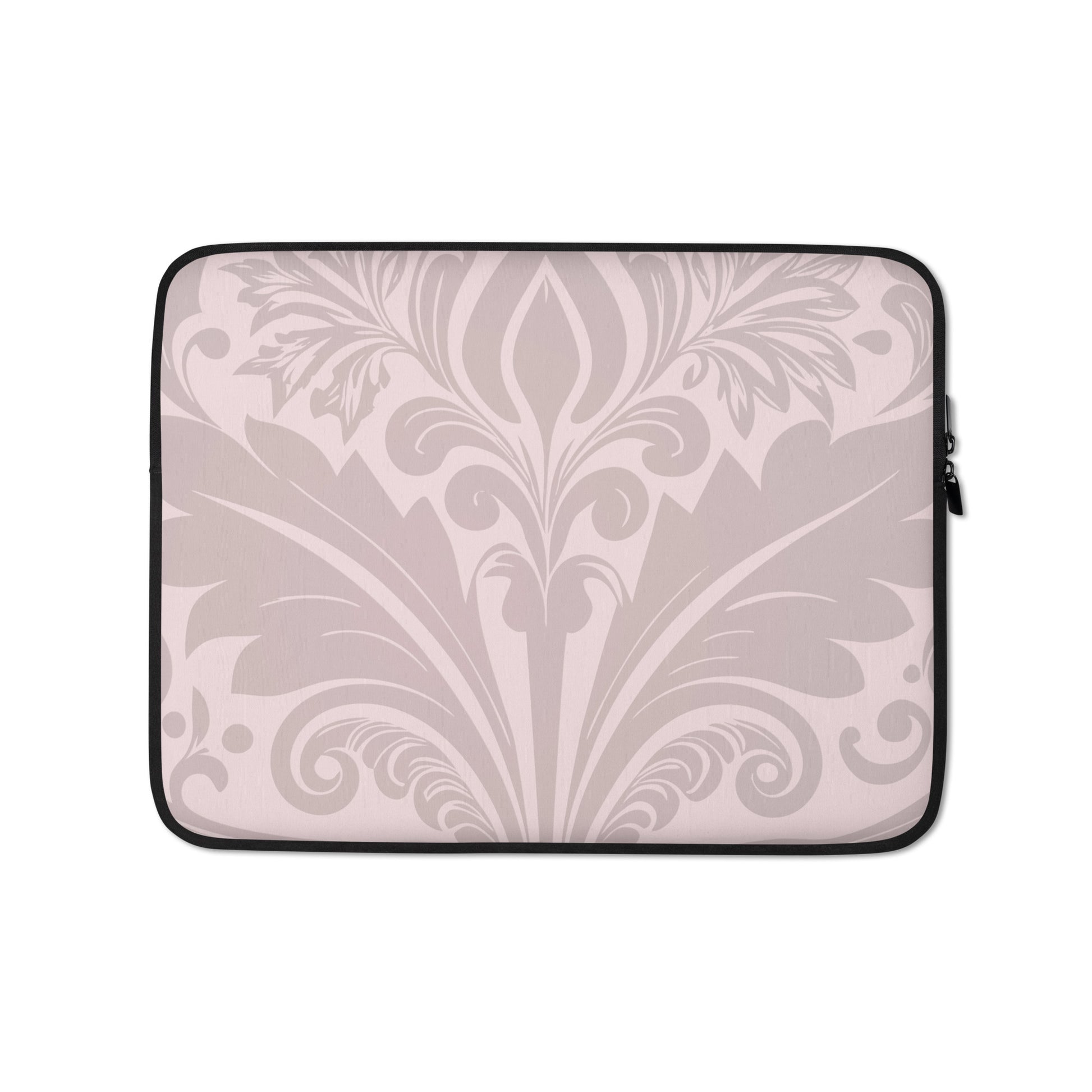Velvet-Bloom-damask-blush-coloured-laptop-sleeve-13-inch-front-view-Dreamy Phoenix