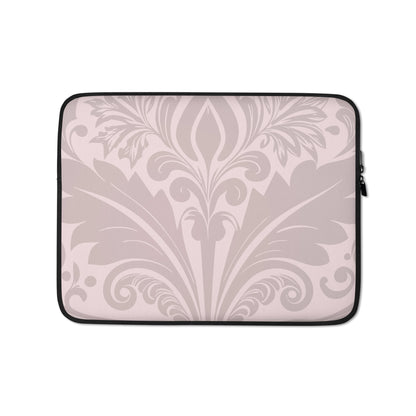 Velvet-Bloom-damask-blush-coloured-laptop-sleeve-13-inch-front-view-Dreamy Phoenix