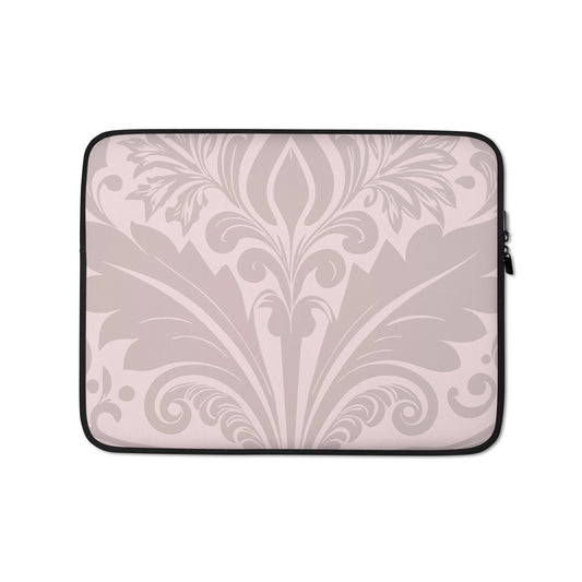 Velvet-Bloom-damask-blush-coloured-laptop-sleeve-13-inch-front-view-Dreamy Phoenix