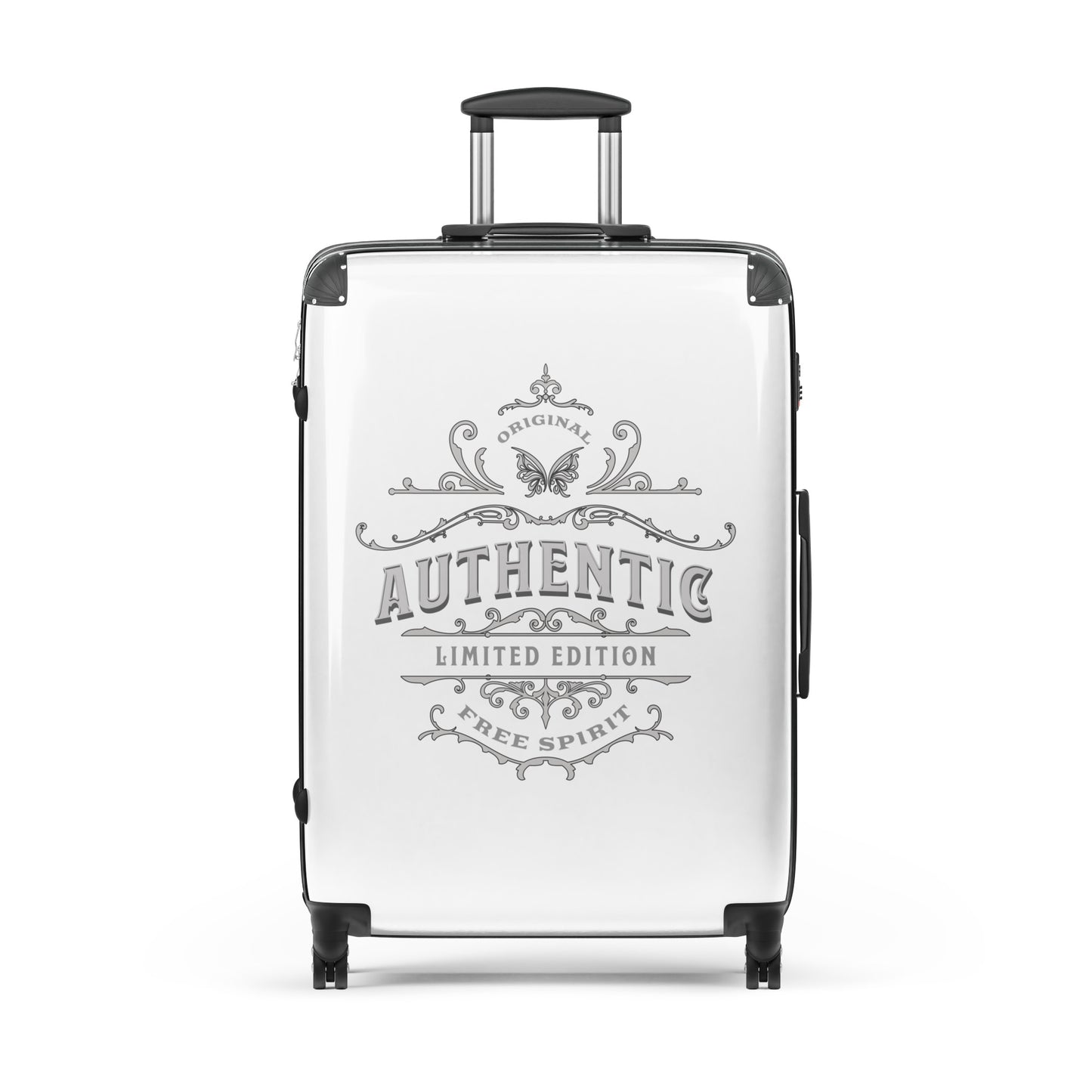 authentic-free-spirit-hard-shell-suitcase-vintage-large-size-white-front-view-Dreamy Phoenix
