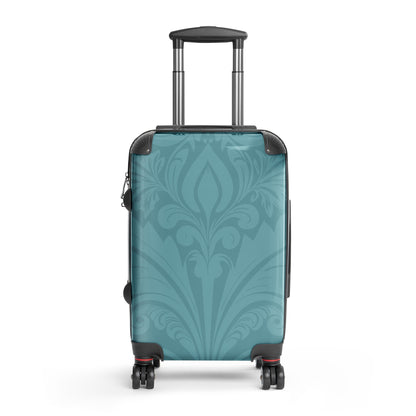 Floral Bloom-damask-aqua-colour-suitcase-small-front-Dreamy Phoenix