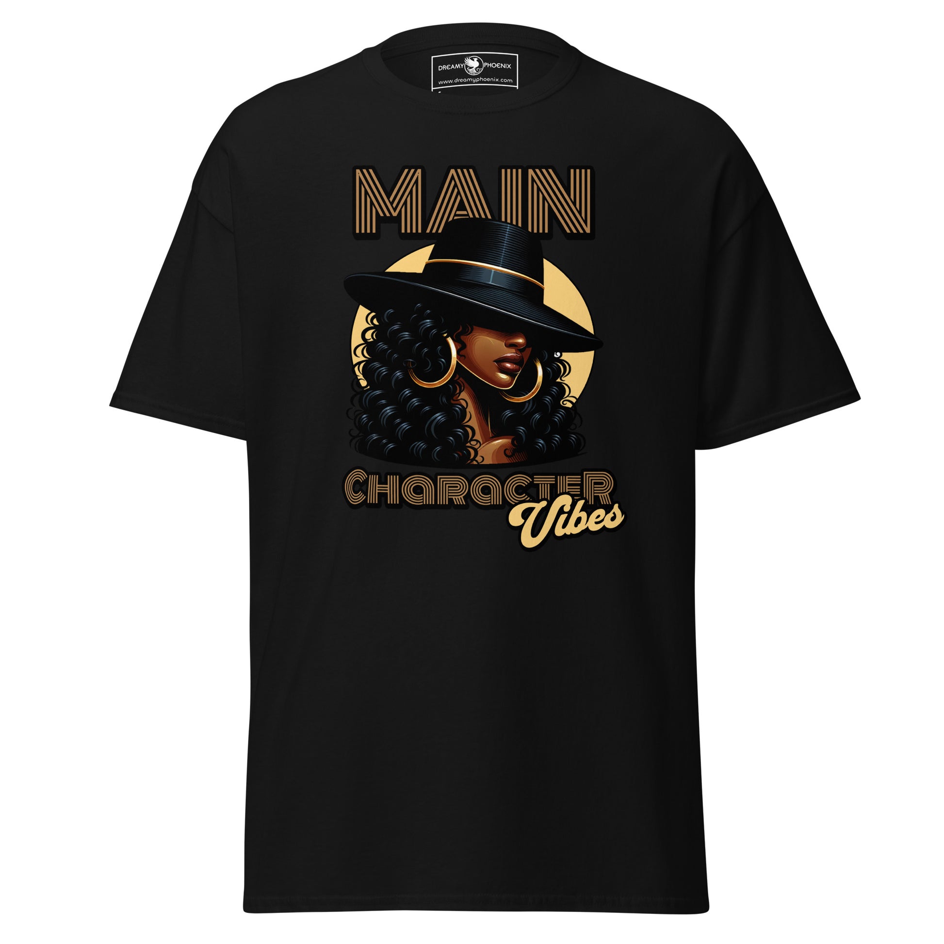 main-character-vibes-retro-motown-edition-classic-tee-black-colour-front-exclusive-to-Dreamy Phoenix