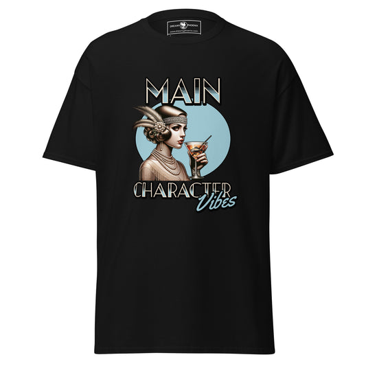 main-character-vibes-roaring-20s-edition-classic-tee-black-front-exclusive-to-Dreamy Phoenix