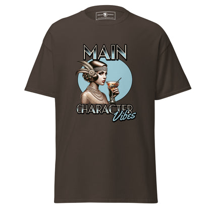 main-character-vibes-roaring-20s-edition-classic-tee-chocolate-front-exclusive-to-Dreamy Phoenix