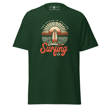 shaka-surfing-co-unisex-classic-tee-forest-green-colour-front-view-Dreamy Phoenix