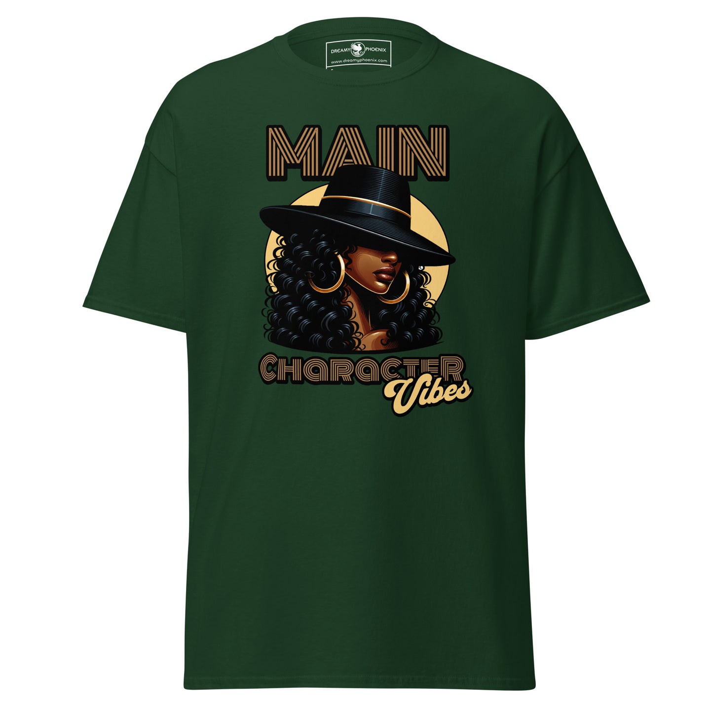 main-character-vibes-retro-motown-edition-classic-tee-forest-green-colour-front-exclusive-to-Dreamy Phoenix