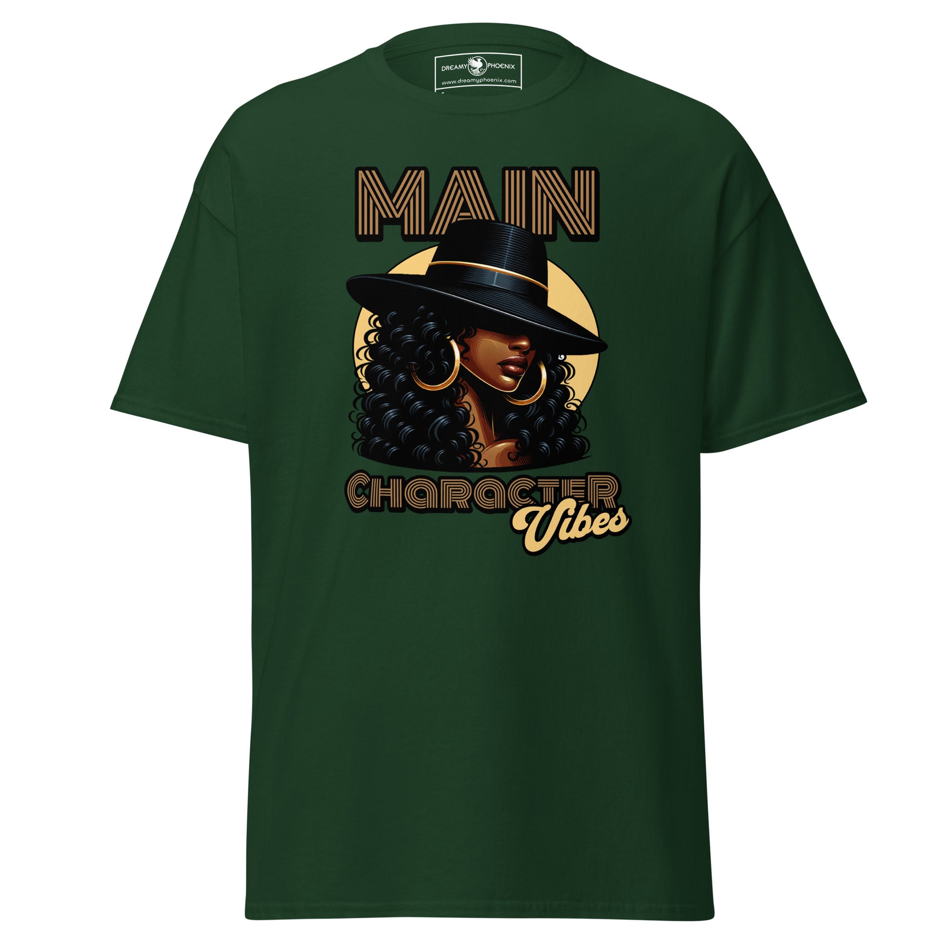 main-character-vibes-retro-motown-edition-classic-tee-forest-green-colour-front-exclusive-to-Dreamy Phoenix