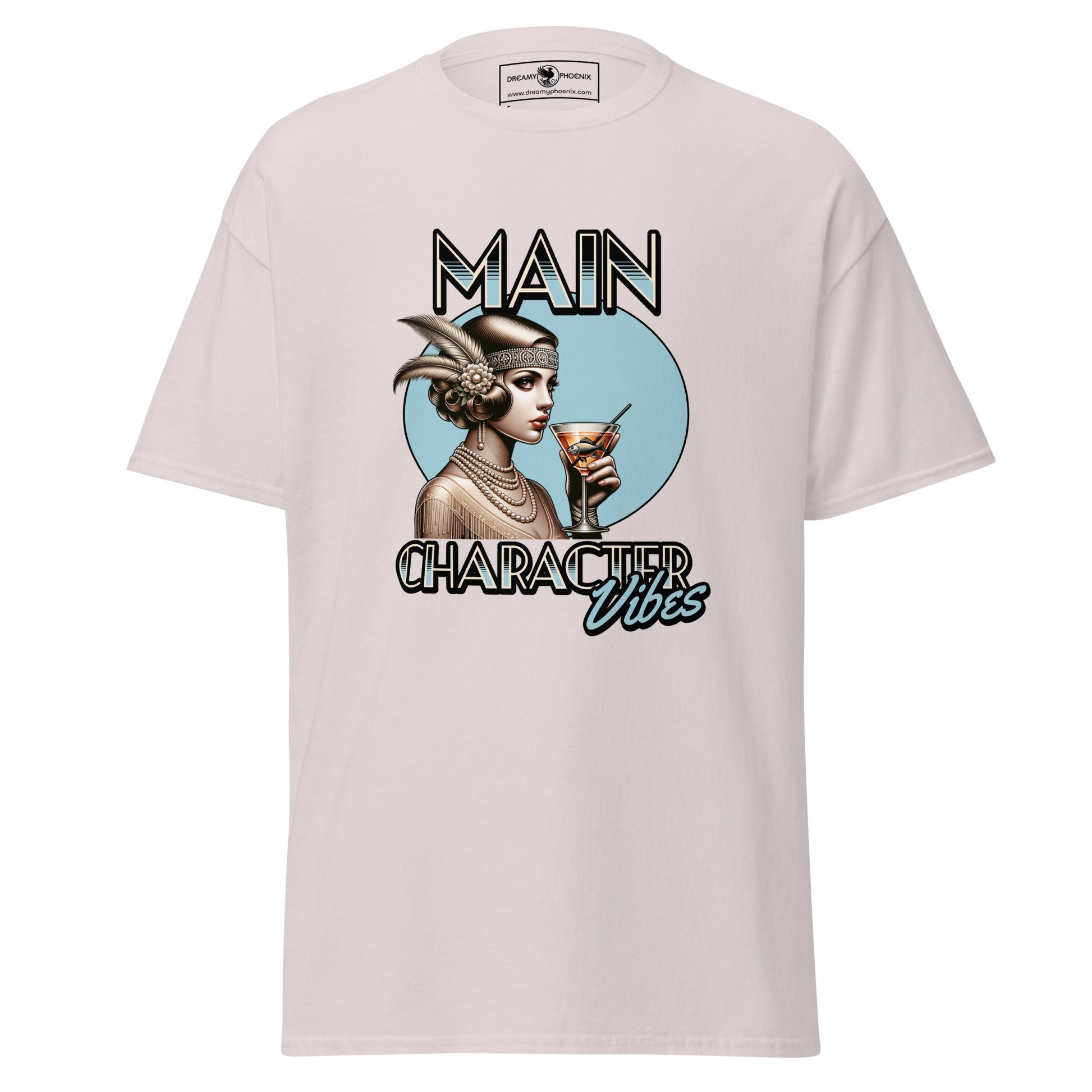 main-character-vibes-roaring-20s-edition-classic-tee-ice-grey-front-exclusive-to-Dreamy Phoenix