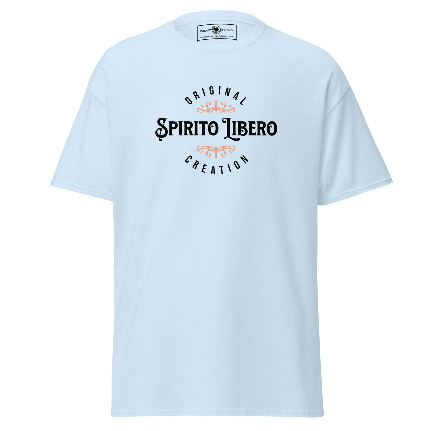 spirito-libero-free-spirit-unisex-classic-tee-light-blue-front-view-Dreamy Phoenix