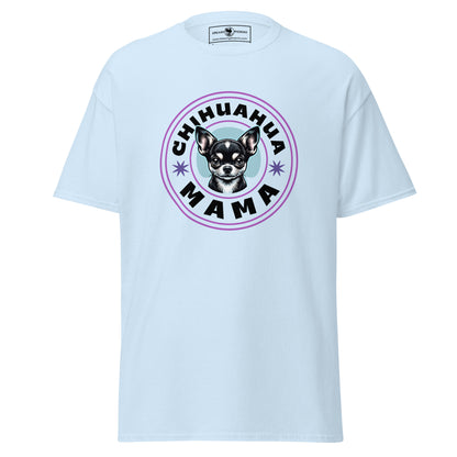 cute black chihuahua-mama-classic-tee light blue colour front view