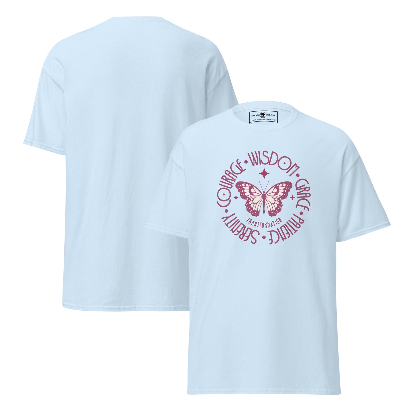 unisex-classic-tee-light-blue-front-and-back-69dd8a89d3860 - Dreamy Phoenix