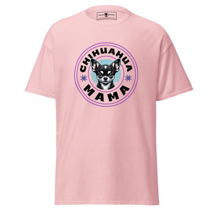 cute black chihuahua-mama-classic-tee light pink colour front view