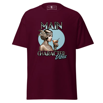 main-character-vibes-roaring-20s-edition-classic-tee-maroon-front-exclusive-to-Dreamy Phoenix
