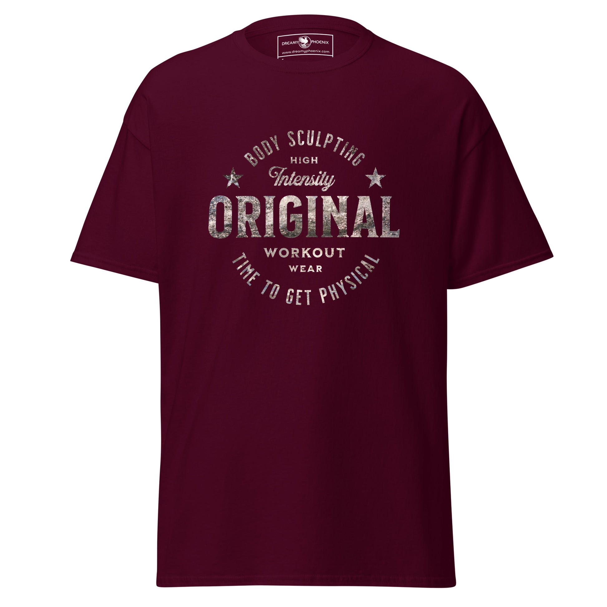 original-workout-wear-unisex-classic-gym-tee-maroon-front-view-Dreamy Phoenix