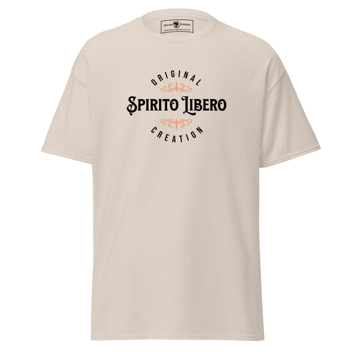 spirito-libero-free-spirit-unisex-classic-tee-natural-colour-front-view-Dreamy Phoenix