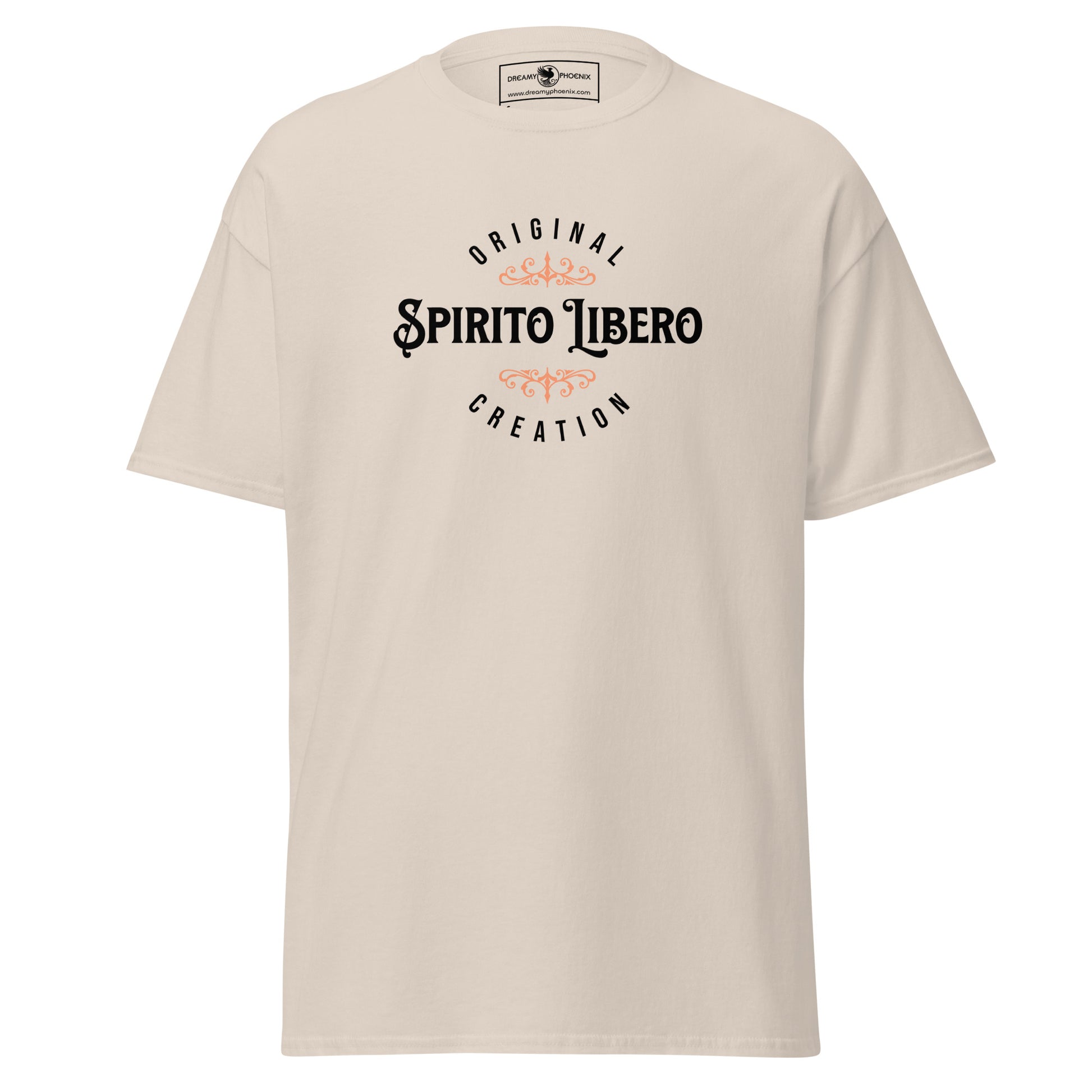 spirito-libero-free-spirit-unisex-classic-tee-natural-colour-front-view-Dreamy Phoenix