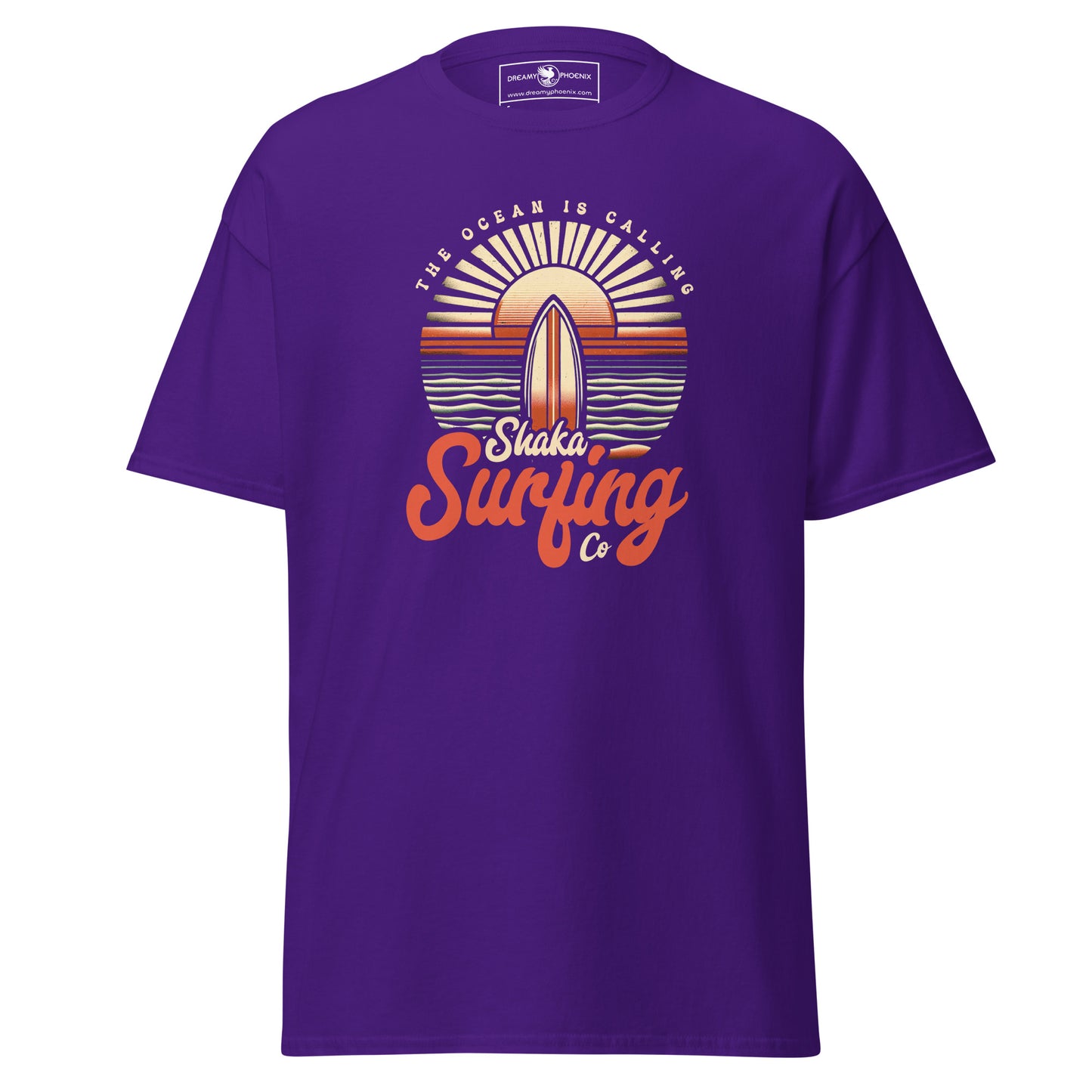 shaka-surfing-co-unisex-classic-tee-purple-colour-front-view-Dreamy Phoenix