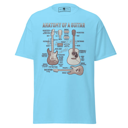 anatomy-of-a-guitar-unisex-classic-tee-sky-blue-colour-front-view-Dreamy Phoenix