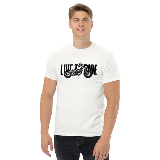Live-To-Ride-unisex-classic-biker-tee-white-front-Dreamy Phoenix