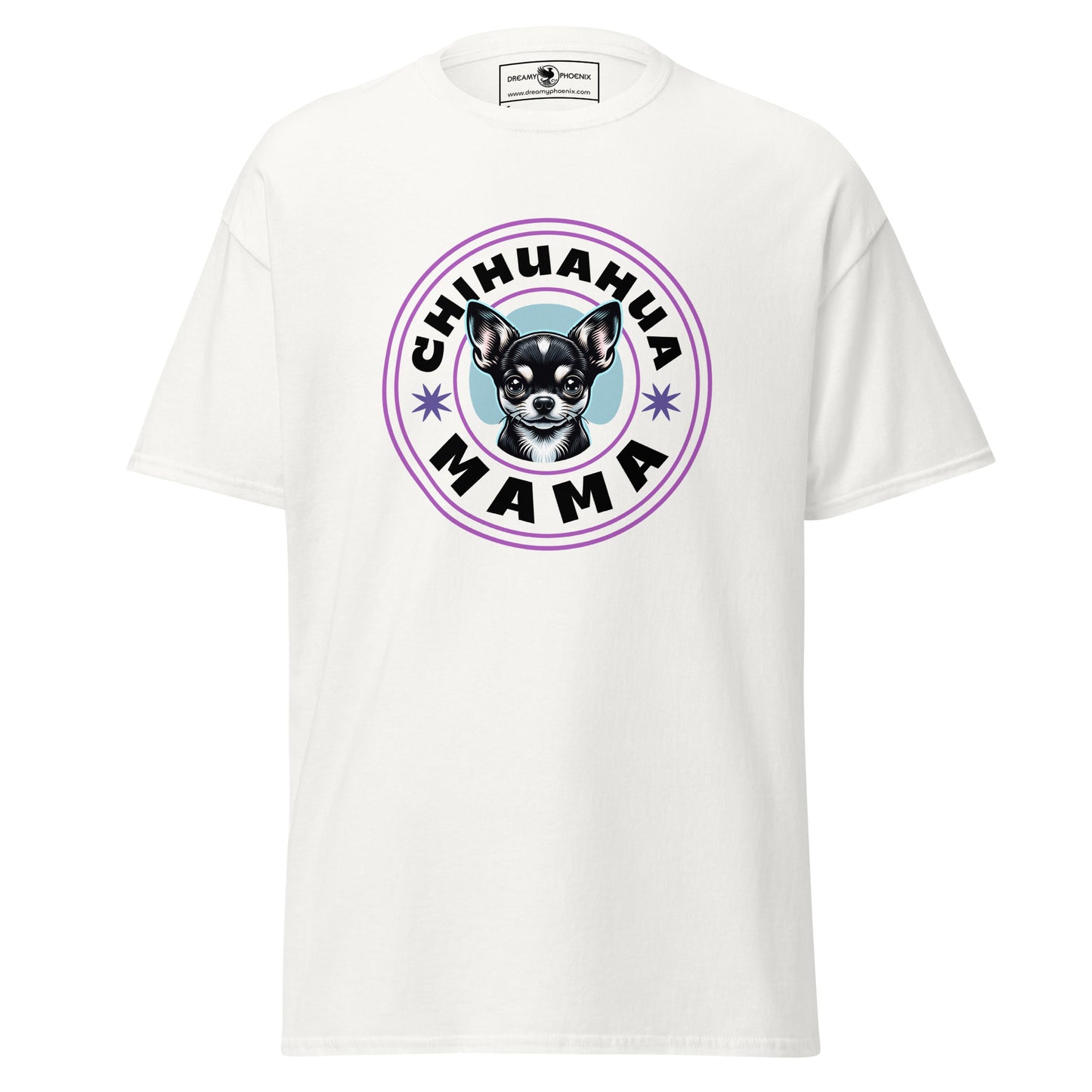 cute black chihuahua-mama-classic-tee white colour front view