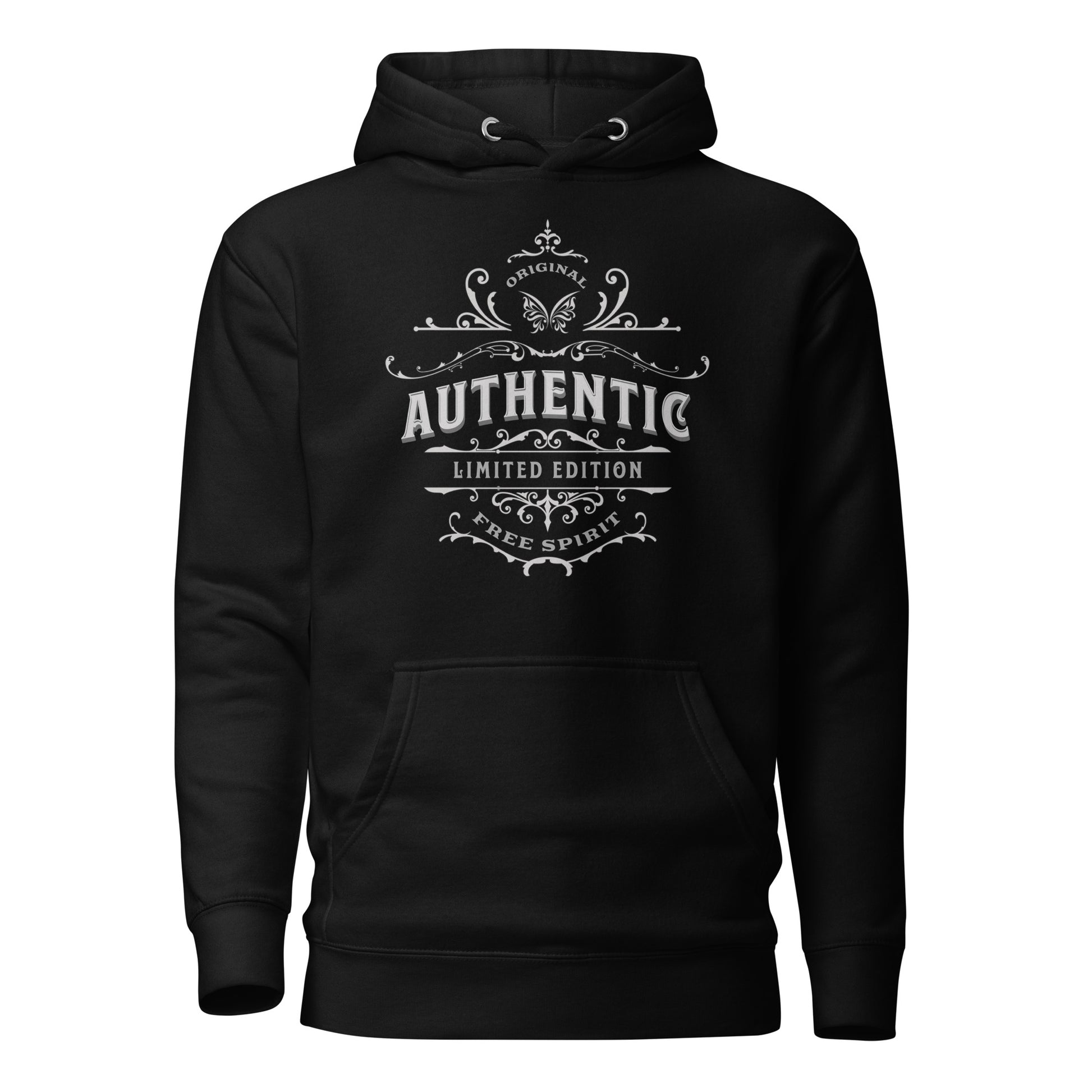 authentic-free-spirit-unisex-premium-pullover-hoodie-black-front-view-Dreamy Phoenix