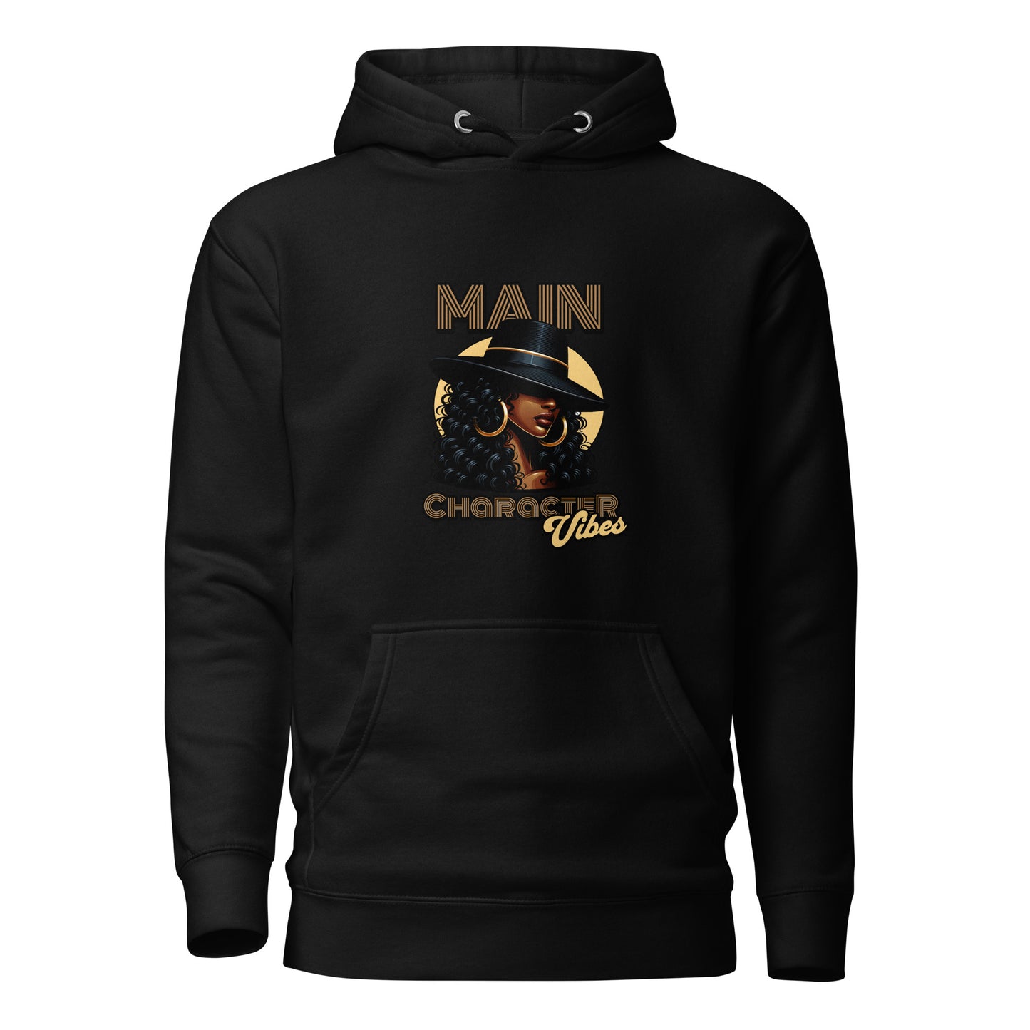 Main Character Vibes - Motown Edition Hoodie-unisex-premium-pullover-hoodie-black-colour-front-view-Dreamy Phoenix