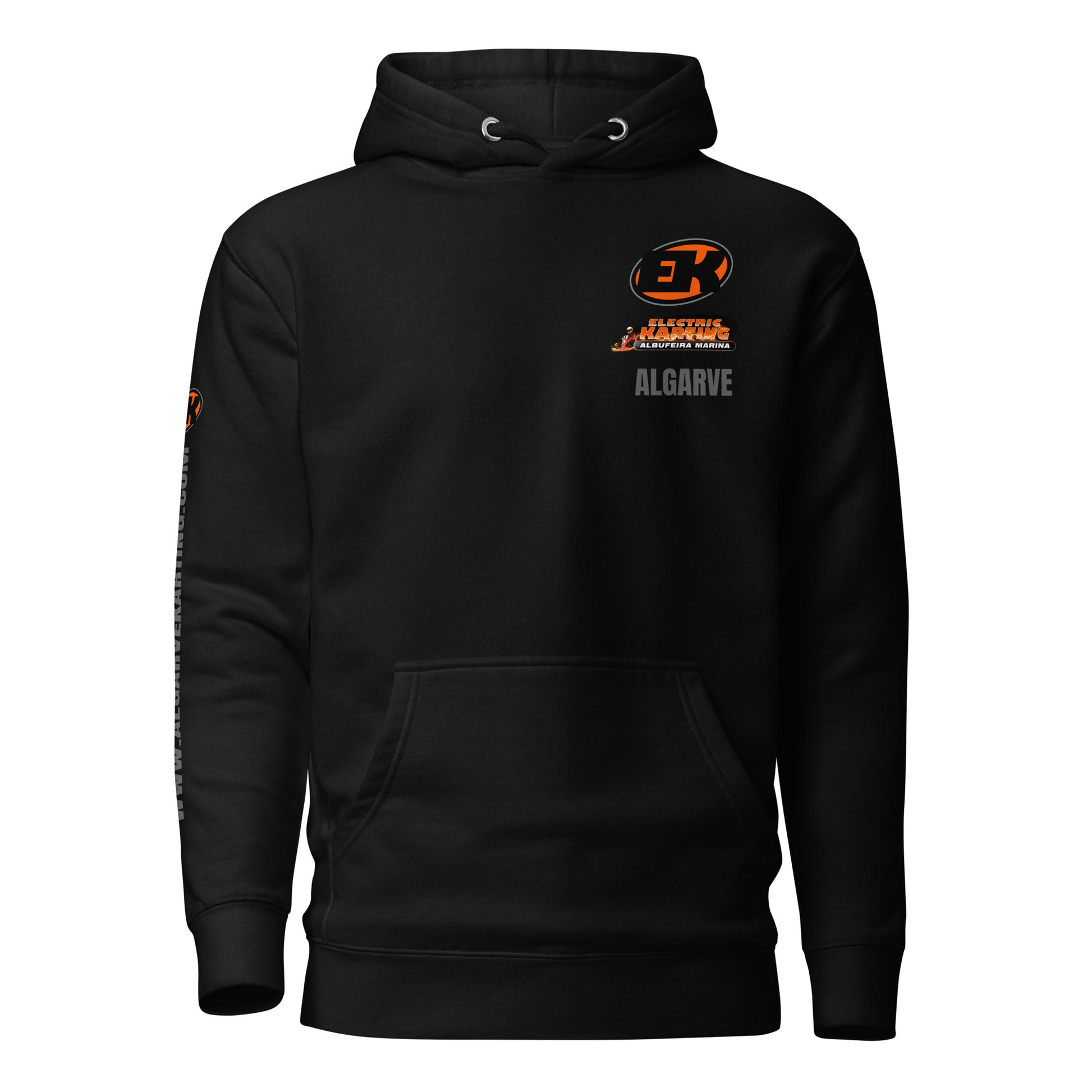 electric-karting-unisex-premium-pullover-hoodie-black-front-view-Dreamy Phoenix