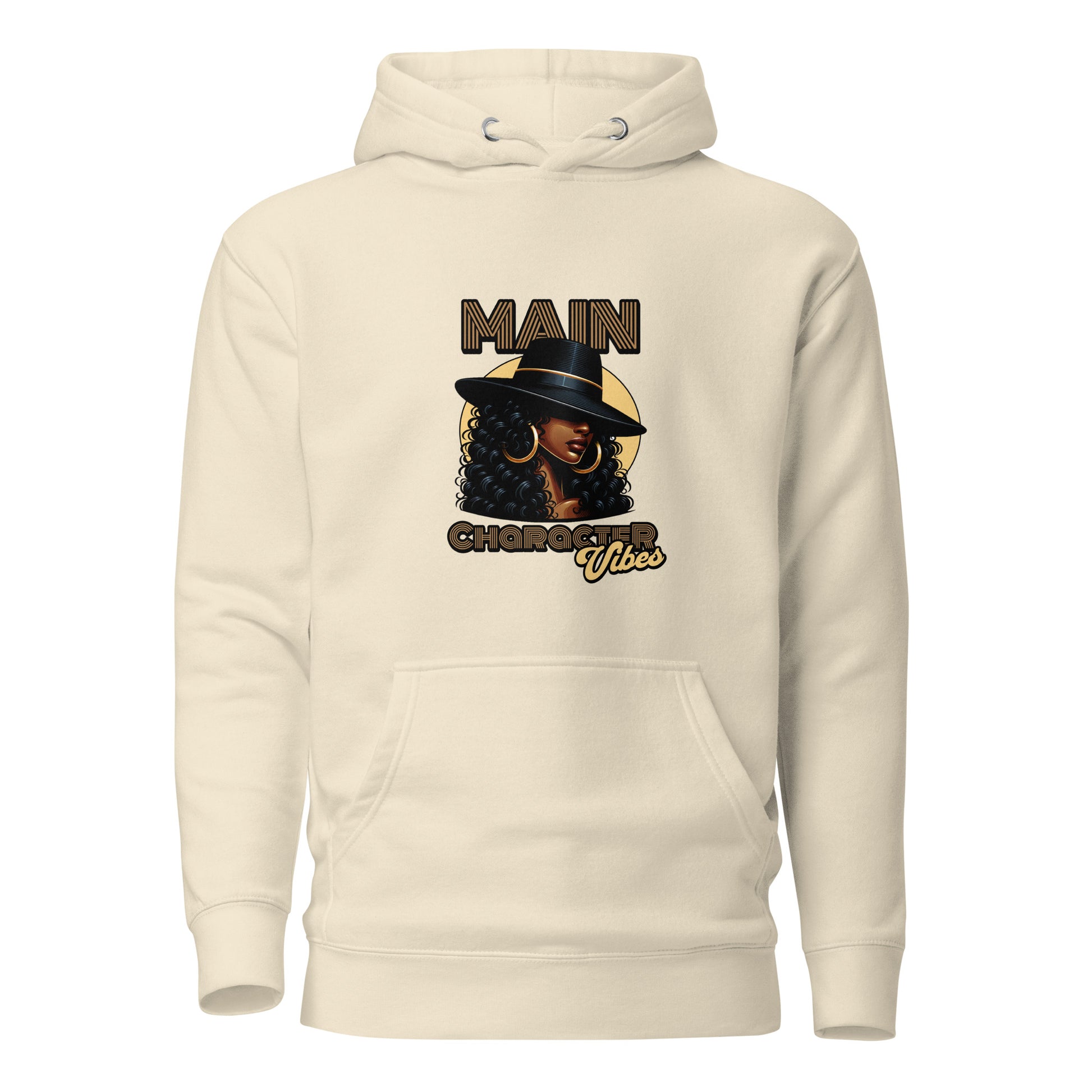 Main Character Vibes - Motown Edition Hoodie-unisex-premium-pullover-hoodie-bone-colour-front-view-Dreamy Phoenix