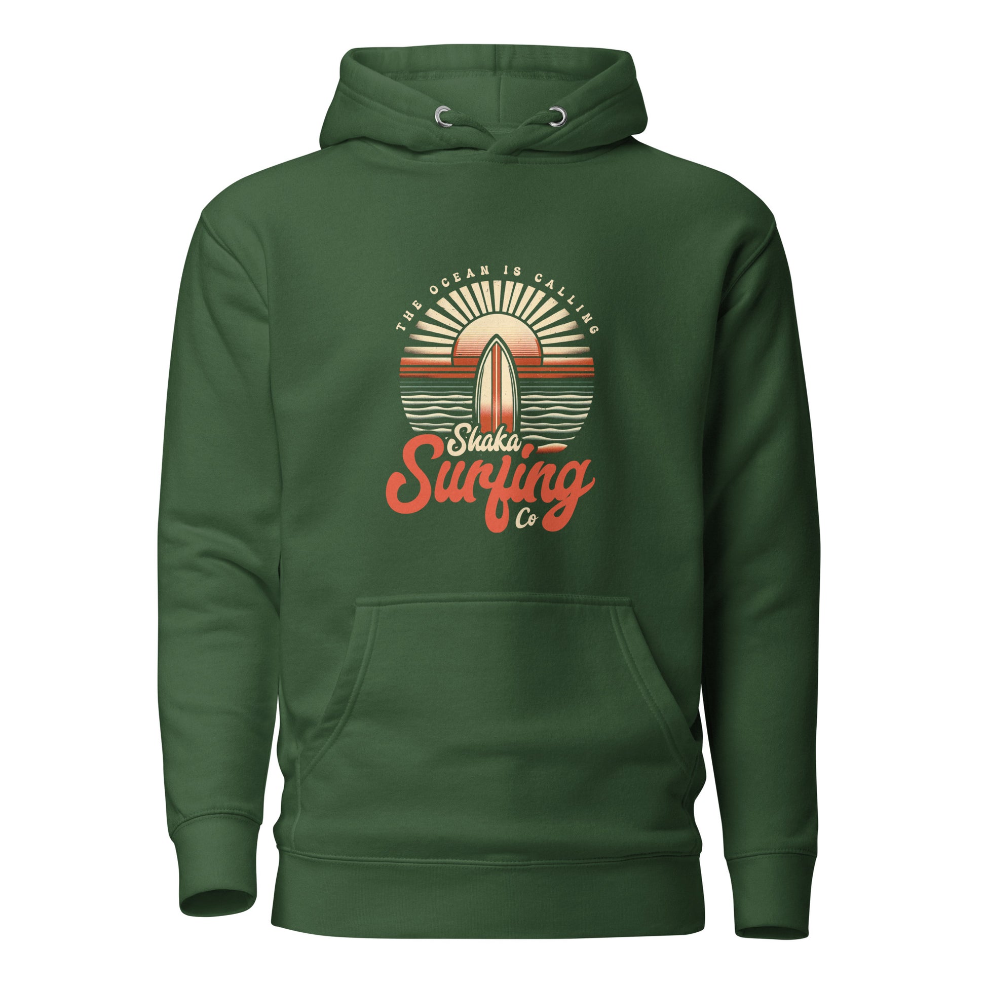 shaka-surfing-co-unisex-premium-pullover-hoodie-green-front-view-Dreamy Phoenix