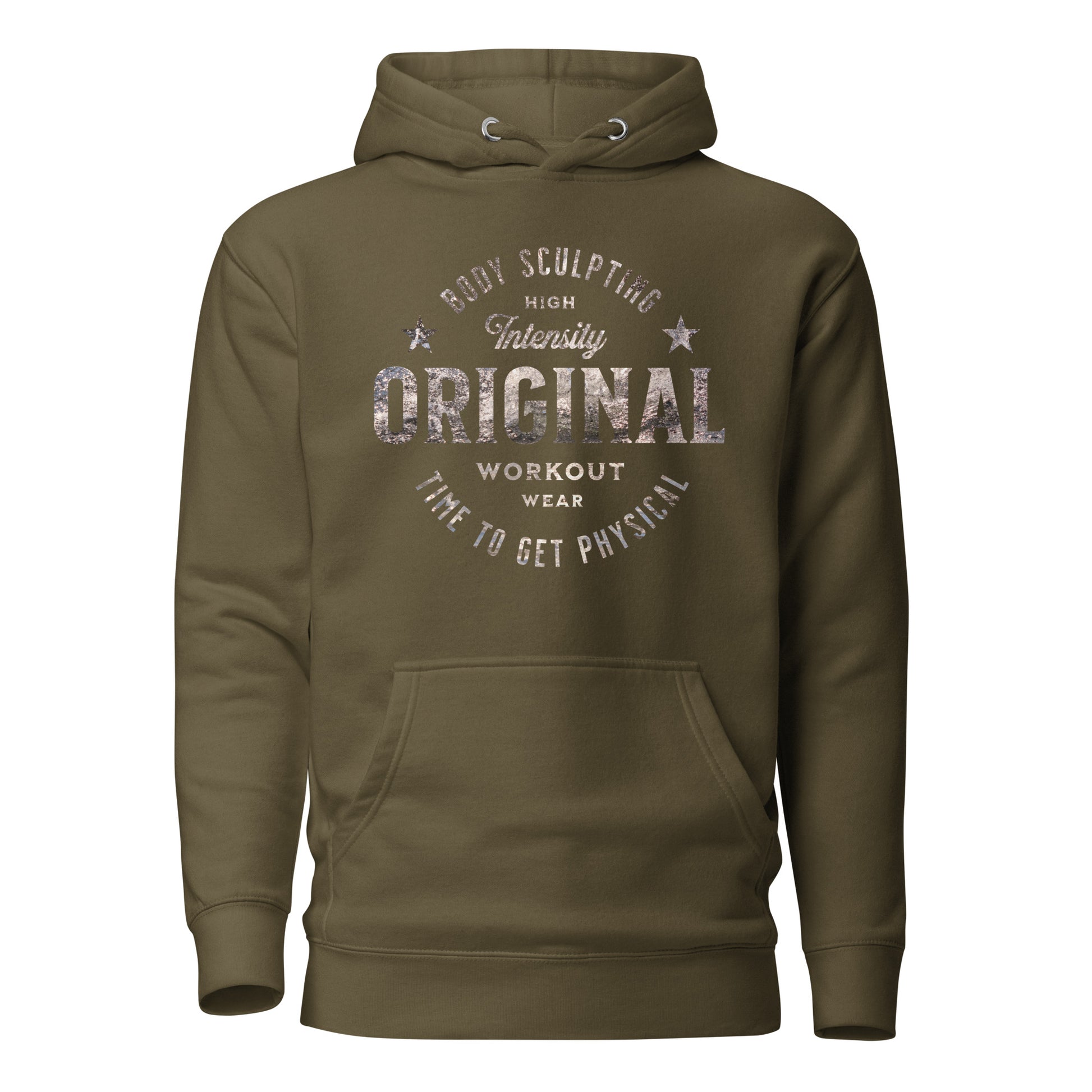 original-workout-wear-unisex-premium-pullover-hoodie-military-green-front-view-Dreamy Phoenix